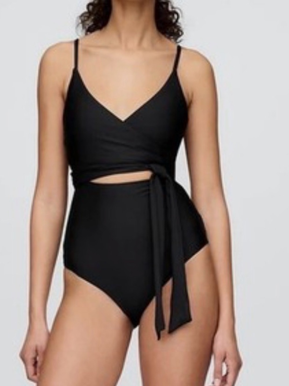 aerie Black Wrap One-Piece Swimsuit